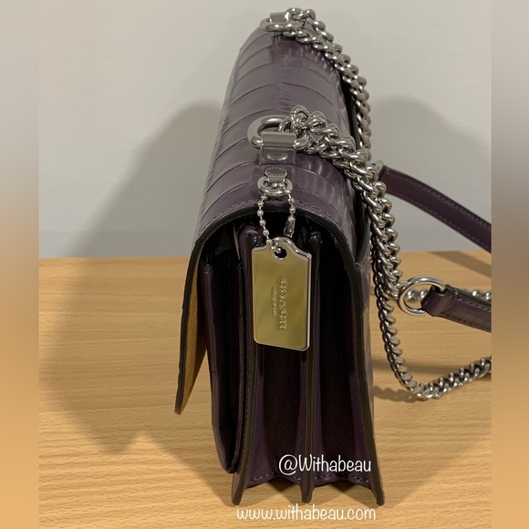 Coach Klare Crossbody Bag - Silver/Amethyst/Purple - Crocodile-embossed Leather - Picture 4 of 8